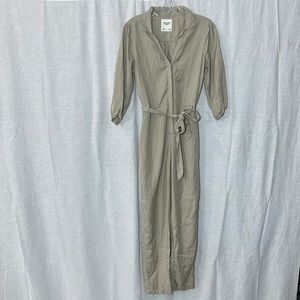 Light Taupe Utility Jumpsuit with Waist Tie
